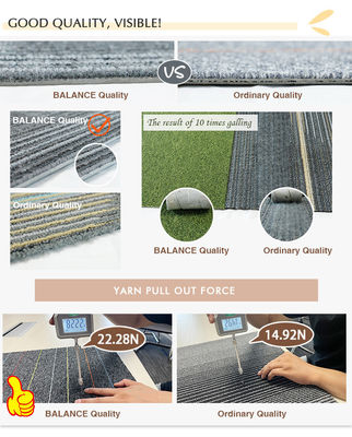 2024 50x50 carrés PVC et Asphalt Retour commercial PP carreaux de tapis de bureau en nylon