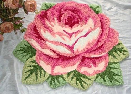 4Tapis acrylique en forme de fleur rose personnalisé pour chambre d'enfant et espace de prière pour adultes