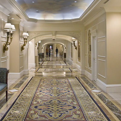 Tapis en nylon imprimé à fleurs pour couloir Tapis de style hôtel Luxe commercial