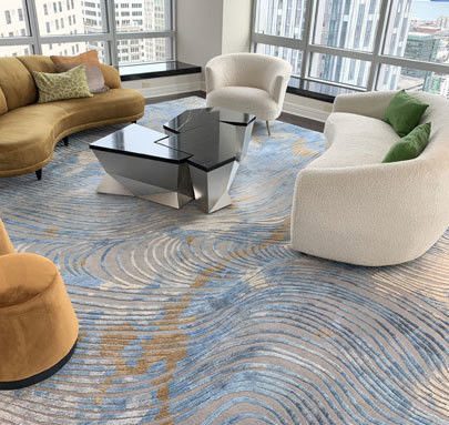 Tapis 3D à la main moelleux doux carré métrique laine et soie motif sur mesure pour hôtel de luxe
