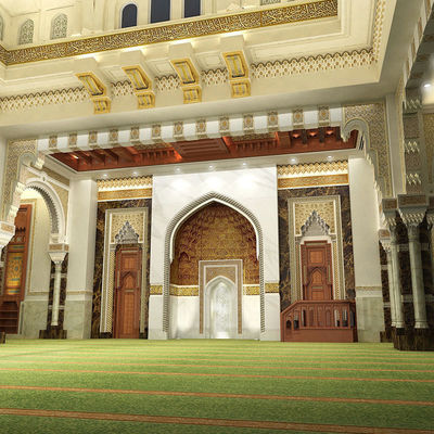 Rouleau de tapis Axminster coussiné de style musulman sur mesure pour l'église