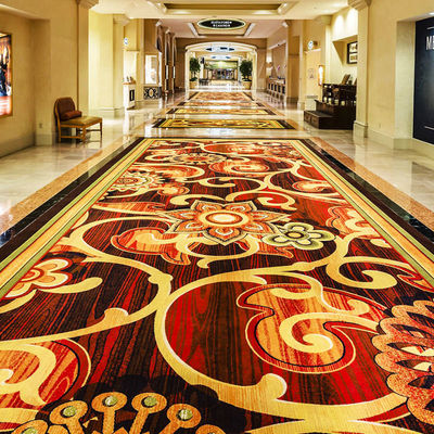 Modèle de puzzle de couleur personnalisé Tapis de sol d'hôtel Axminster en jaune et rouge