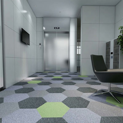 550 g/m2 Poids de pile Bureau Carreaux de tapis décoratifs en nylon de forme hexagonale pour plancher