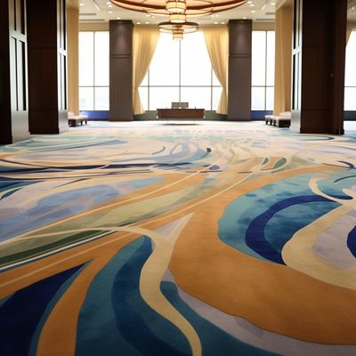 Tapis d'hôtel Axminster antidérapant avec traitement ignifuge et motif abstrait