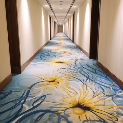 Tapis d'hôtel Axminster antidérapant avec traitement ignifuge et motif abstrait