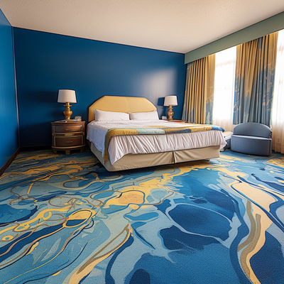 Tapis d'hôtel Axminster antidérapant avec traitement ignifuge et motif abstrait