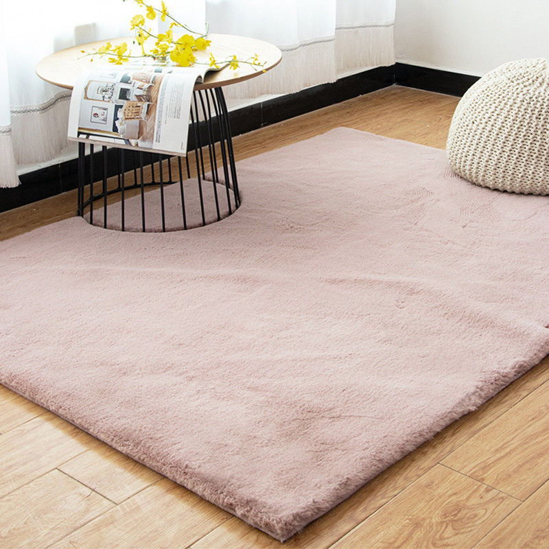 Abstract motif rose faux fourrure tapis de lapin doux longue pile tapis moelleux pour le salon