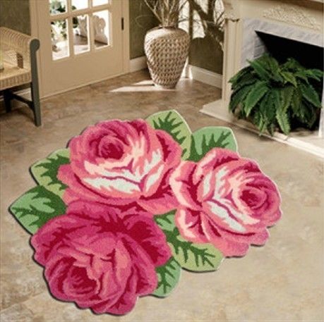 4Tapis acrylique en forme de fleur rose personnalisé pour chambre d'enfant et espace de prière pour adultes